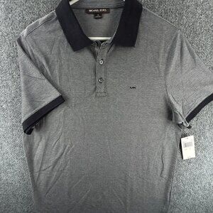 NWT Michael Kors Short Sleeve Blue Polo Shirt Size Medium Knit Cotton Blend Logo